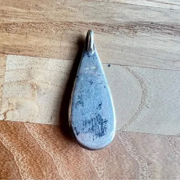 Vintage 925 Sterling silver gemstone teardrop pendant - Picture 6 of 8